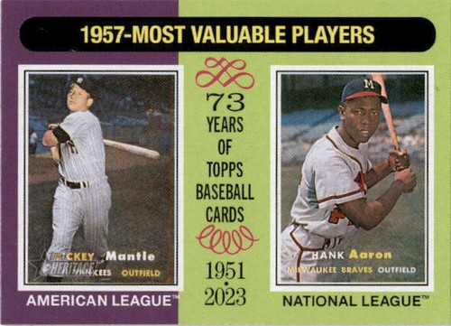 2024 Topps Heritage 1957 MVPs (Mickey Mantle / Hank Aaron) MVP #190