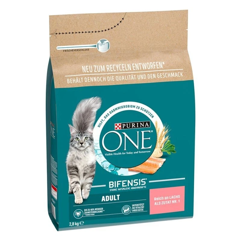 Purina ONE Bifensis Adult Trockenfutter Katzen Lachs & Vollkorngetreide 2x2,8Kg - Bild 2 von 4