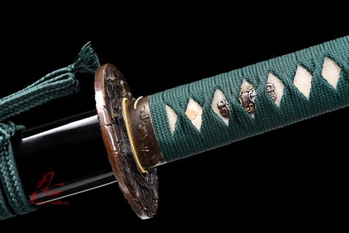 battle ready Handmade tiger theme katana sword folded steel blade clay tempered - Picture 9 of 12