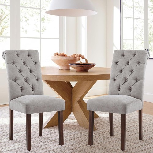 Dining Chairs Set of 2/4/6 Modern Upholstered Chair w/ Wooden Leg - Picture 29 of 83