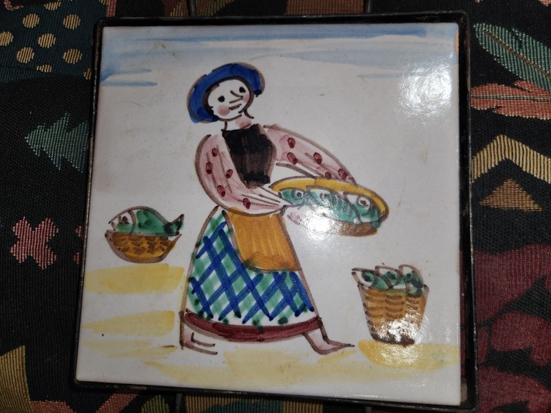 Vintage Hand Painted Italian 4" Art Tiles Lady