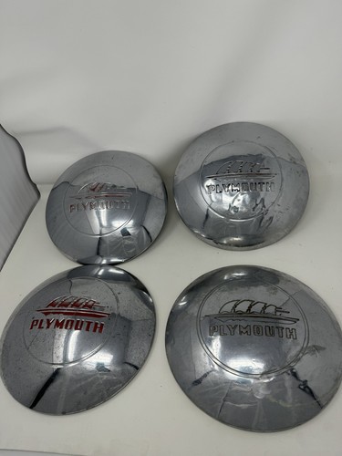 Plymouth Hubcaps Set of 4 - 10" Dog Dish Wheel Cover Chrome 1946, 1947, 1948