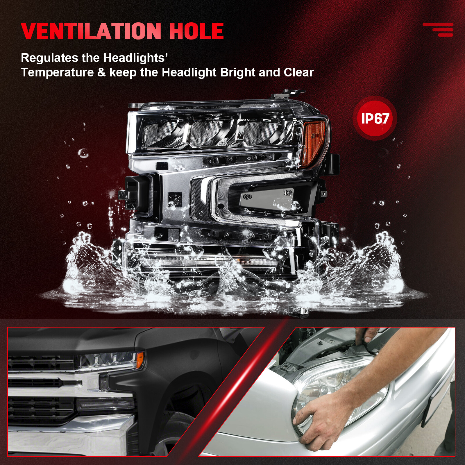 Pair LED Headlight w/Halogen Signal Lamp For 2019-2022 Chevy Silverado 1500