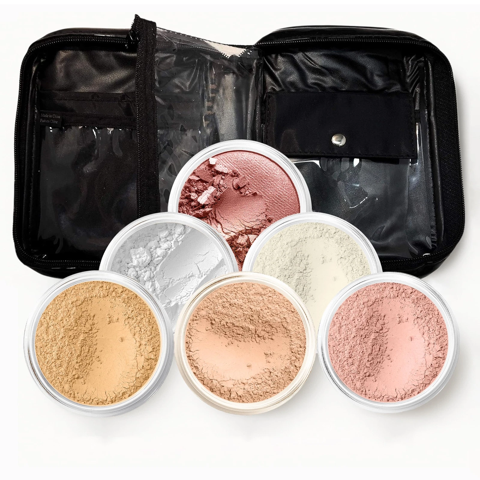 XXL KIT w/COSMETIC CASE Full Size Mineral Makeup Set Bare Face Foundation Powder