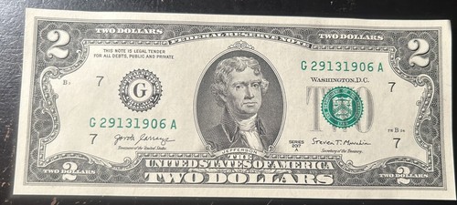 $2 Fancy Serial Number Trailing Birthday Year Note 1906 G29131906A Series 2017A - Picture 2 of 3