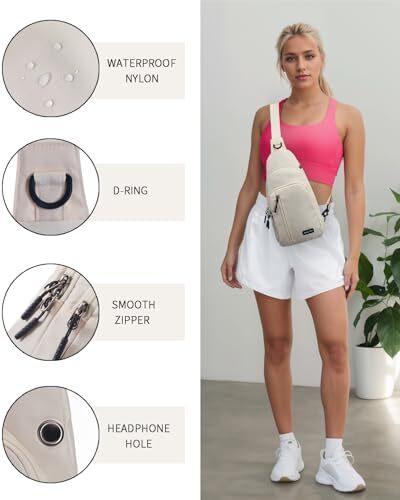 Small Sling Bag Crossbody for Men Women One Strap Shoulder Cross Body 01-beige - Bild 6 von 6
