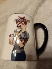 Signature Housewares HIPSTER Mug 16.5  oz CHOICE Dog Tiger Llama Cow Donkey Rabb