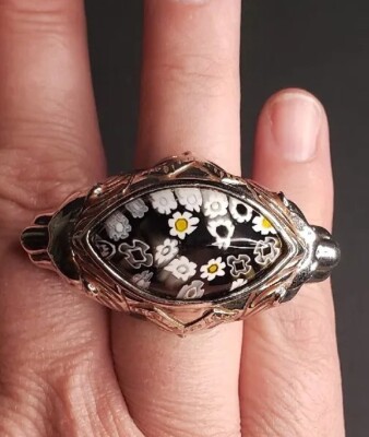 Alan K Sterling Silver 925 Millefiori Murano Glass Big Ring Sz 8 ...
