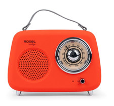 Roxel Retro Party Wireless FM Radio – 5 hour playtime, MP3, BT & AUX USB-C - RED