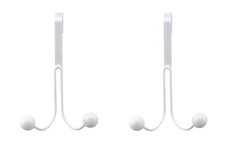 2 Pack Over The Door Hooks Metal White Bath Towels Clothing Pocketbooks Scarves
