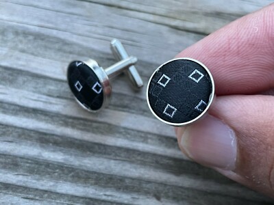 black dress shirt cufflinks Cuff Links Men Dress Shirt Cuff Stud Black Face Silver Tone Cuff Links New