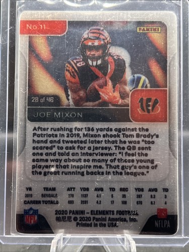 2020 Panini Elements - JOE MIXON PALLADIUM METAL /46 SP #11 Cincinnati Bengals - Picture 3 of 3