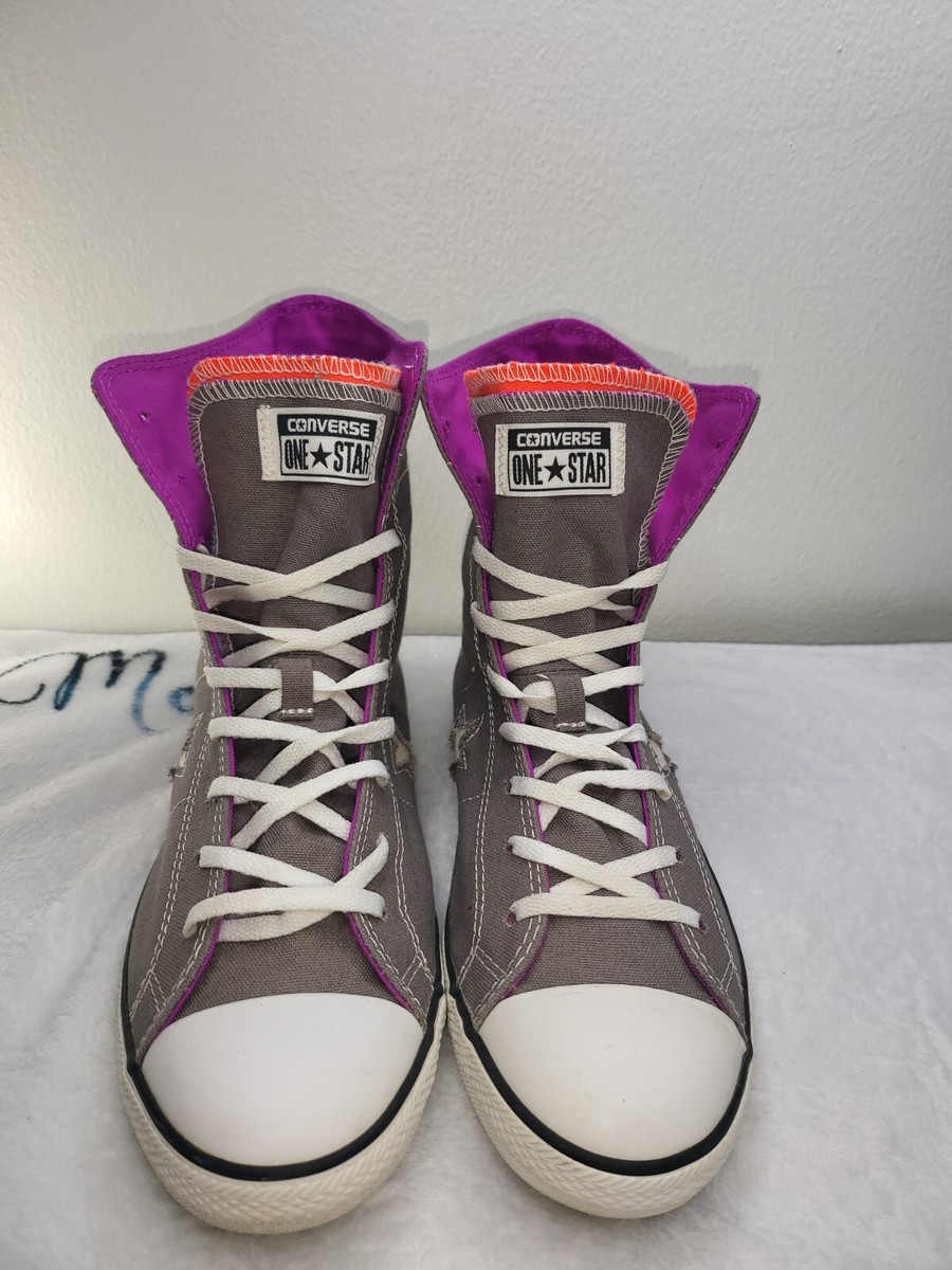 高橋大好き！ Converse High Top One Star Grey Double Tongue High Top Sz 10