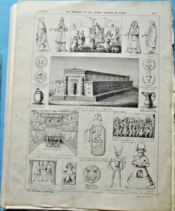 Antique Affiche 1864 les Hébreux & les autres Peuples de Syrie Temple de Salomon