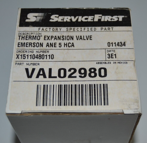 SERVICE FIRST VAL02980 THERMO EXPANSION VALVE R-22, 1/2" Inlet, 1/2" Outlet NEW - Picture 3 of 3