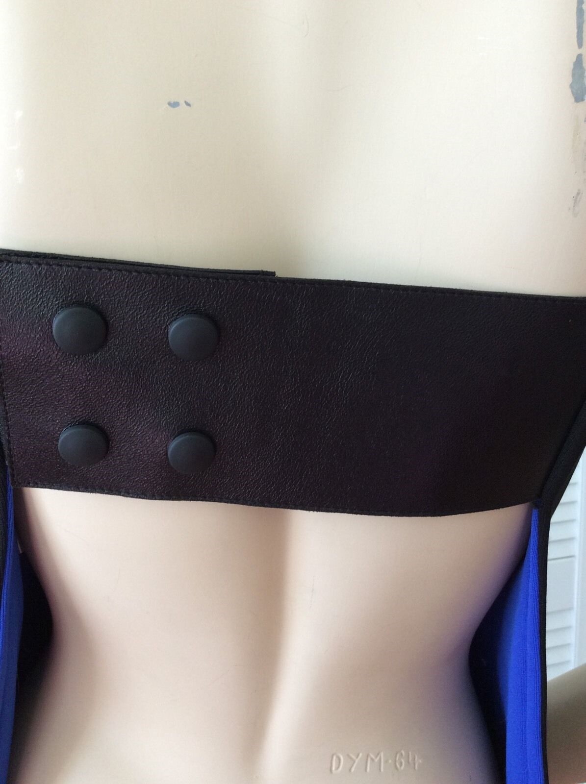 NEW ATTO Sexy Black & Blue Leather Accented Open Back Dress (Size 38/6) - $1,395