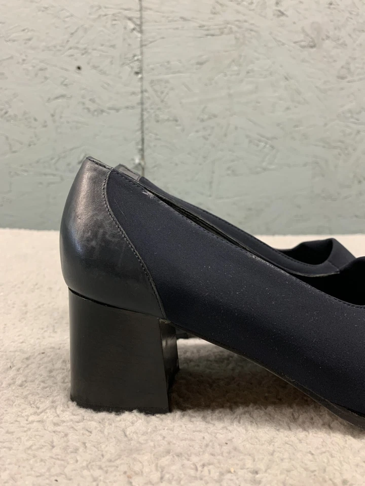 Zapatos de salón Aldo Chelini para mujer de 8,5 m negros de tacón bloque hechos en Italia suela de cuero Foto 2 de 4