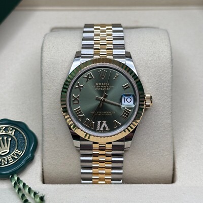 Rolex Datejust 31 NEW 2025 Green Diamond 6 Roman Pave Two Tone Yellow Gold