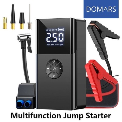 Domars LED Car Jump Starter Power Bank Air Compressor Emergency Car Booster Kit