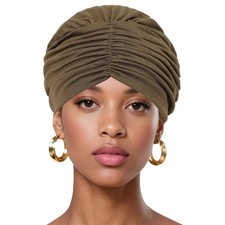 Muslim Turban Cap for Women Solid color Bonnet Head Scarf Hijab Pleated Beanie
