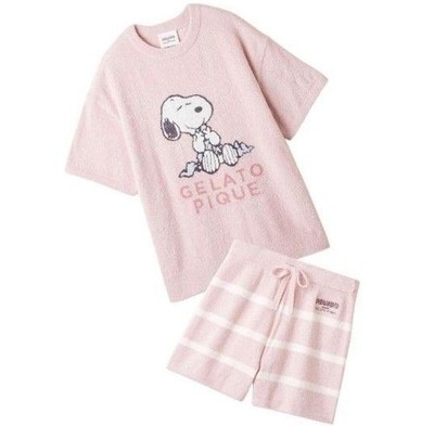 Gelato Pique Peanuts Pink Room Wear Set Damen Pyjama Loungewear