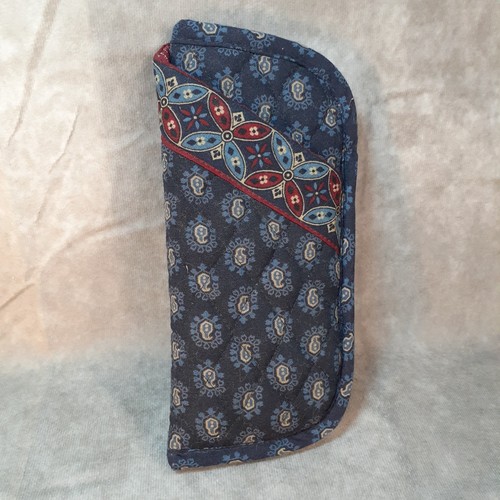 Étui à lunettes bleu marine Vera Bradley Designs tissu coque souple 7x3 retiré