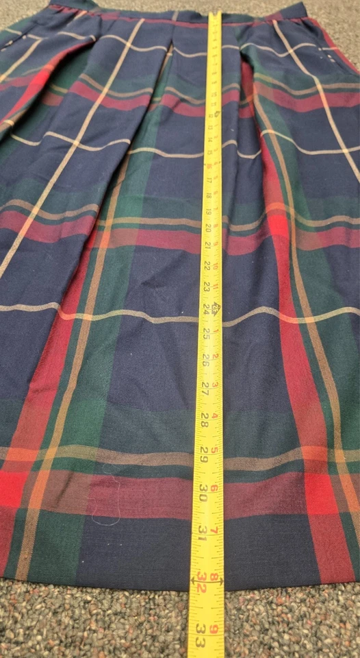 VTG Pendleton Blue Plaid Lightweight Wool Skirt w/ Pockets! Size 14, 32"L - Image 4 of 4