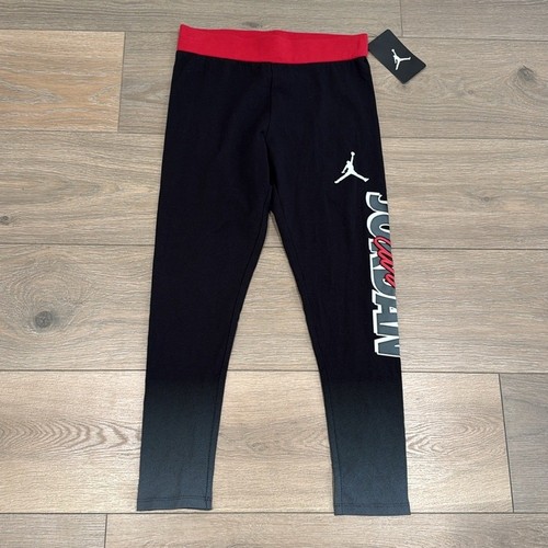 JORDAN AIR GIRL Black Red Blocked Ombre Air-Ress Active Gym Legging Size Large