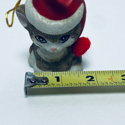 Campana de gato de porcelana bisque Jasco pintada a mano adorno de Navidad - Imagen 11 de 11