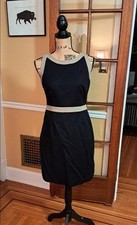 Tahari Sleeveless Dress Black & Tan XS