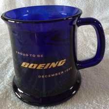 PROUD TO BE BOEING Cobalt Blue Glass Coffee M...