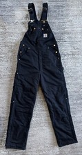 Carhartt R02 BLK Insulated Duck Bib Overalls Black Men s 34x34 Workwear USA