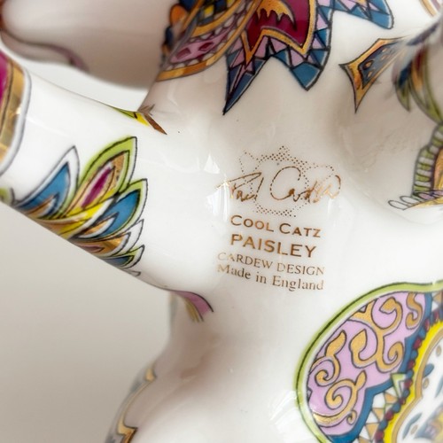 Paul Cardew Design Paisley Cool Catz Porcelain Figure England Gold & Multicolor - Picture 8 of 10