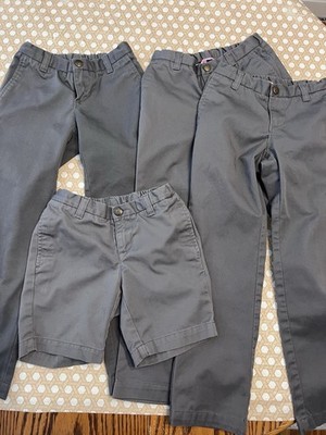 Lands End Girls Gray Pants & Short Size 6 Ad Waist School Uniform Lot Of 4