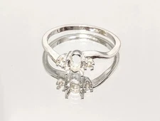 Oval 5X3 mm Setting Ring Two 2mm Rd 925 Sterling Silver Size 5-7 Pre-Notched