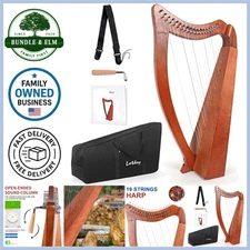 19 Strings Mahogany Harp with Gig Bag Tuning Wrench Straps for Beginners