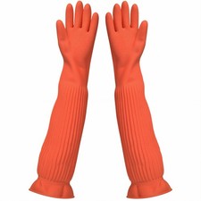 22.05" Long Cuff Natural Latex Cleaning Gloves, Reusable Non-Slip