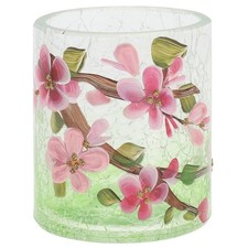 Shudehill Giftware Cherry Blossom Crackle Glass Tealight Holder Floral Small