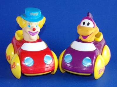 Vtg 1999 PEZ Peter Clown Pez-A-Saur Rolling Car Candy Dispensers Lot 2