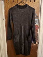 Fashion Nova Women’s Metallic Shimmer Knit Bodycon Sweater Dress Size Small