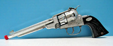VTG. LESLIE-HENRY COLT .45 LONG BARREL REPEATING TOY CAP GUN IN VG WORKING COND.