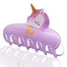 Hair Claw Clips for Girls - Christmas Gifts for Girls, Cute Initial Unicorn L