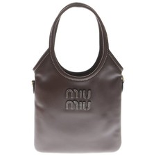 Miu Miu Miumiu Ivy 2 Way Handbag Shoulder Bag Mini Brown Leather 5BA281 Used 5b2