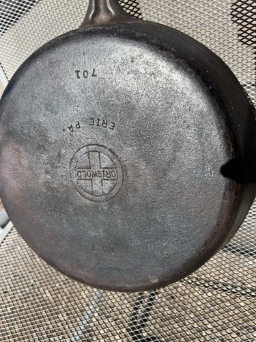 Griswold Cast Iron Skillet No. 7 Erie PA 701  Sits Flat Small Logo