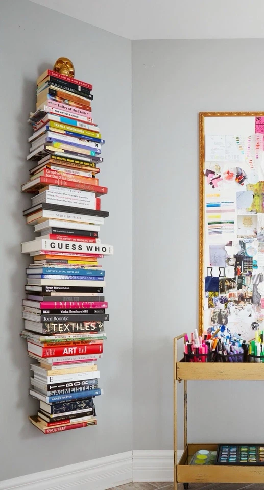 Libreria Verticale Design Plexiglass Trasparente a Parete Mensole Sospesa H200cm - Image 3 of 4