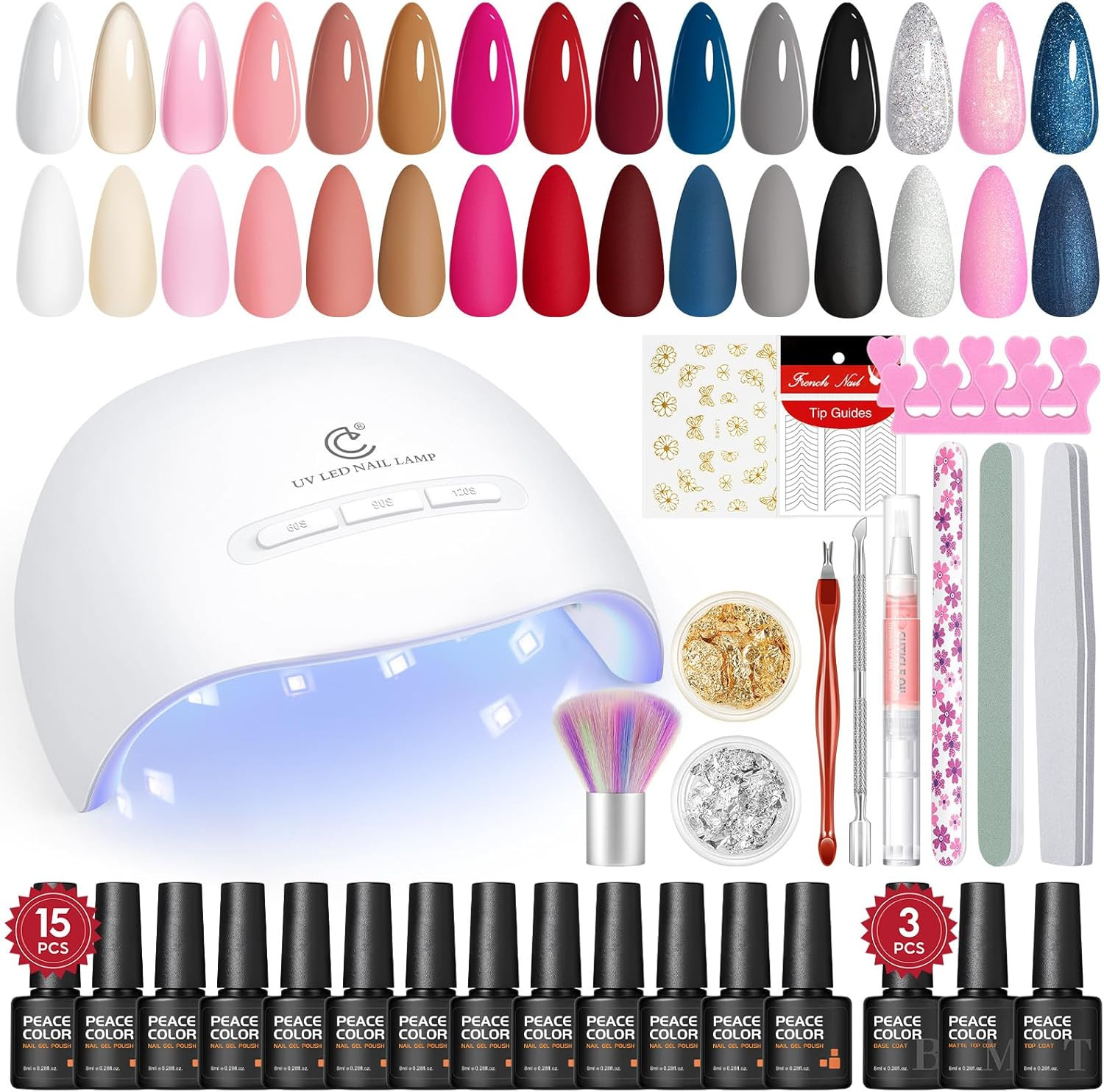 Kit Manicure Semipermanente 31 Pezzi: 15 Colori + Lampada LED L