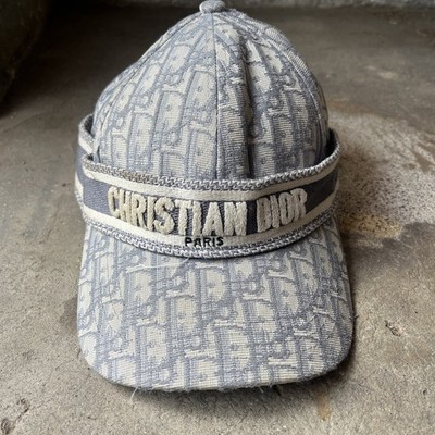 Christian Dior Paris Oblique Monogram Logo Baseball Cap Hat Grey Adjustable