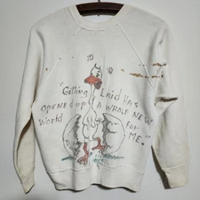 1960s US Marines Military Sweatshirt Vintage Hand Drawn Folk Art Cotton Military