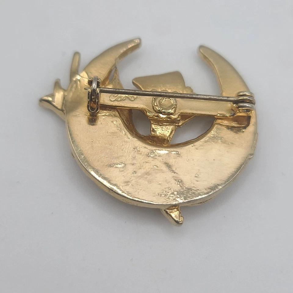 Broche Coro Vintage Semilla Cuentas Media Luna Firmado Tono Dorado LEER Foto 4 de 4