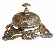 Engraved Antique Brass Finish Attractive Counter Bell Desk Bell Decorative Gift